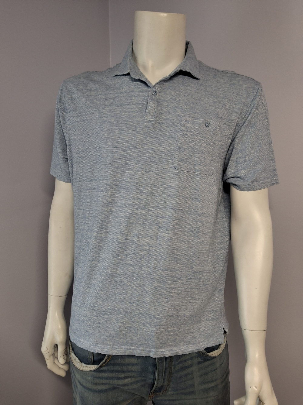 johnnie-O Hangin' Out Men's Blue Solid Collared Short Sleeve Polo Shirt XL